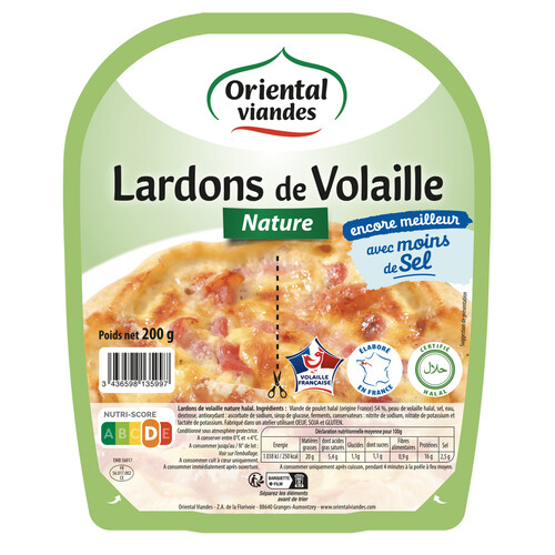 Lardons de volaille nature halal 