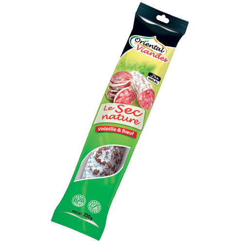 Saucisson sec nature à la volaille & boeuf halal 