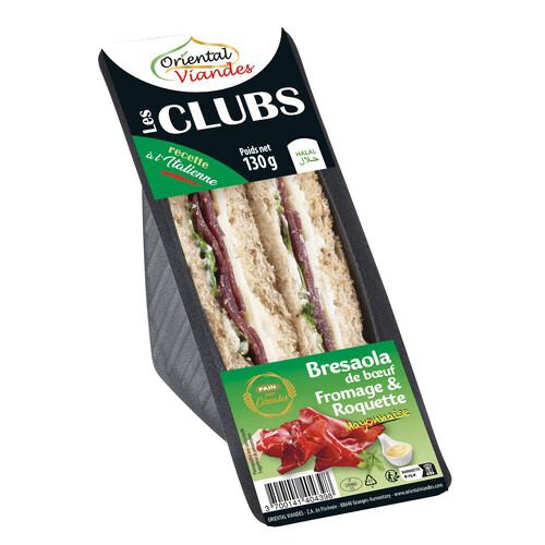 Club Bresaola au boeuf fromage, roquette, mayonnaise halal