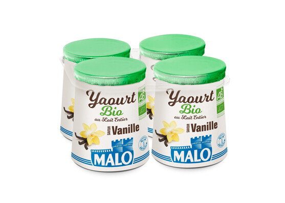 Yaourt aromatisé vanille bio pot de 125 g lot de 4
