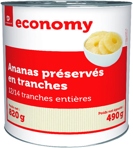 Ananas tranches entières préservées 