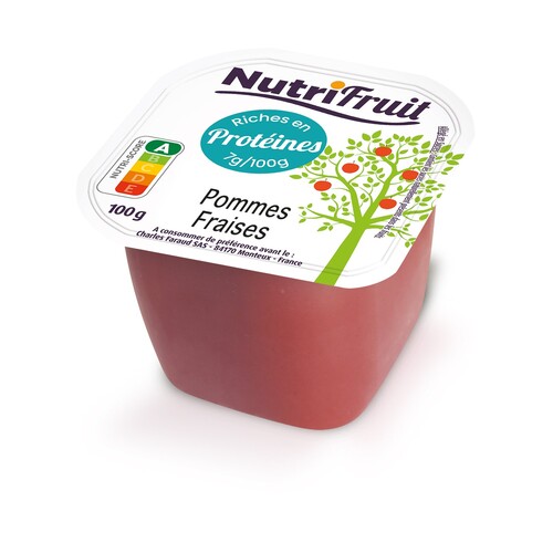 Purée pommes fraises riche en protéines 