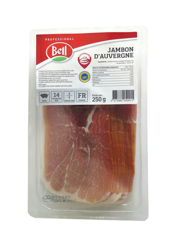 Jambon d'Auvergne avec intercalaire IGP 14 tranches 
