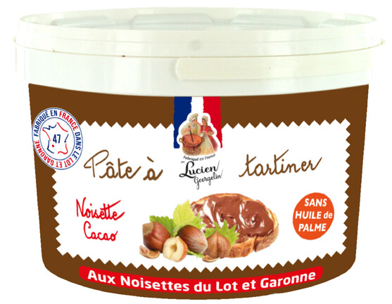 Pate à tartiner noisettes du Lot et Garonne, cacao 