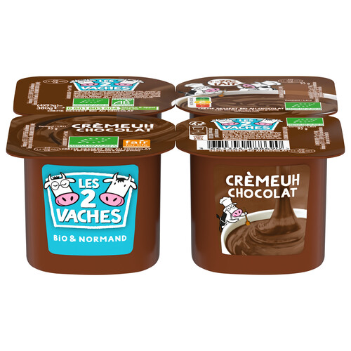 Creme dessert chocolat les 2 vaches bio 