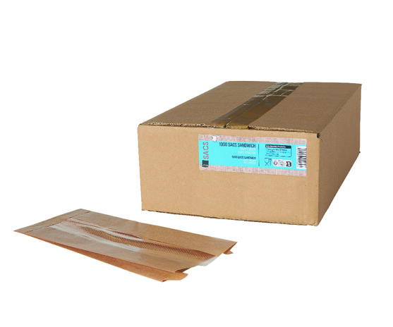 Sac sandwich kraft brun avec fenêtre dimensions 120+50x300mm
