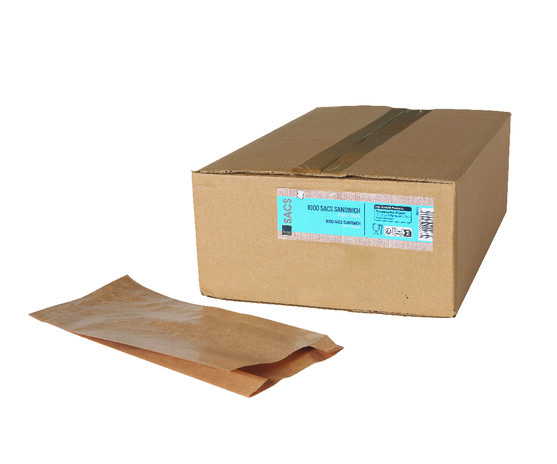 Sac sandwich kraft brun dimensions 120+50x300mm 