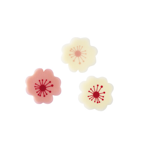 Décor chocolat blanc fleur cerisier 3 modèles diamètre 27mm