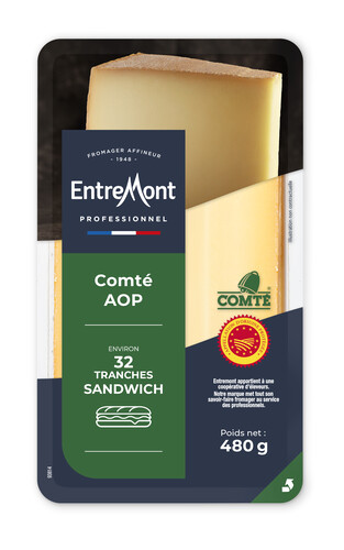 Comté AOP tranché format baguette barquette de 32 tranches