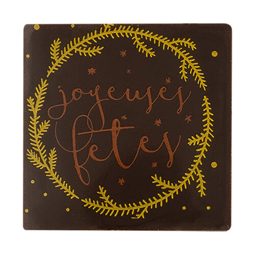 Carré joyeuses fêtes couronne chocolat noir 