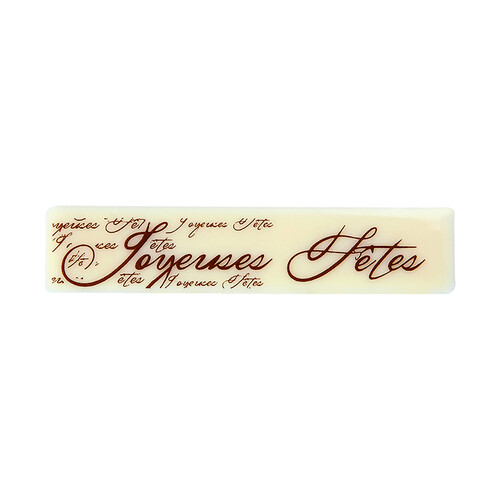 Rectangle joyeuses fêtes écriture chocolat blanc 