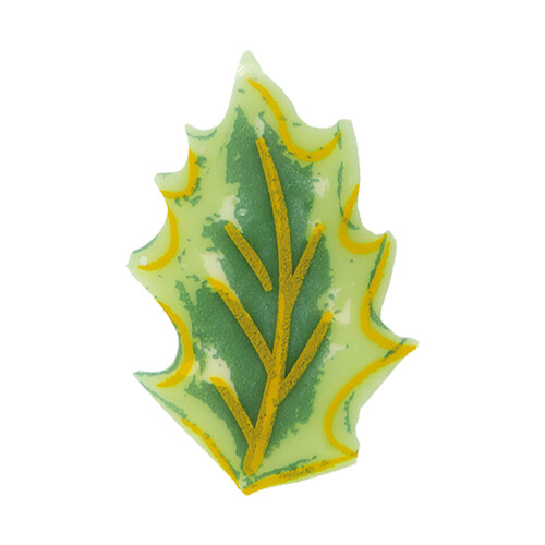 Décor chocolat blanc feuille de houx petite bombée 40 x 26,5mm