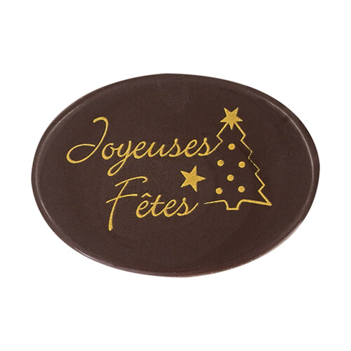 Ovale joyeuses fêtes sapin chocolat noir 