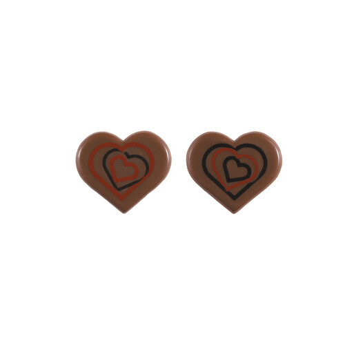 Décor chocolat au lait coeur rouge noir amour 2 modèles 33 x 29mm
