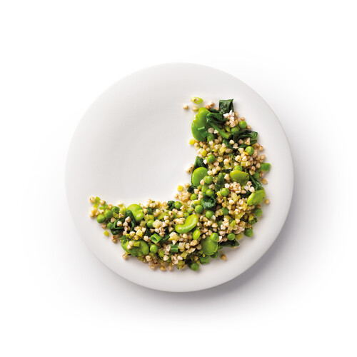 Salade Green Valley sarrasin aux fèves, sauce au sirop d'agave et moutarde