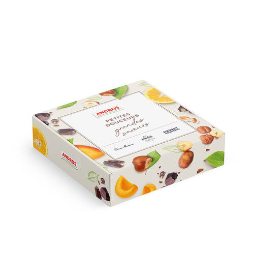 Box snacking andros gratuit pate à tartiner, jus orange yuzu, jus abricot romarin