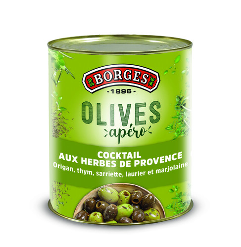 Olives apéro aux herbes de Provence vertes et noires