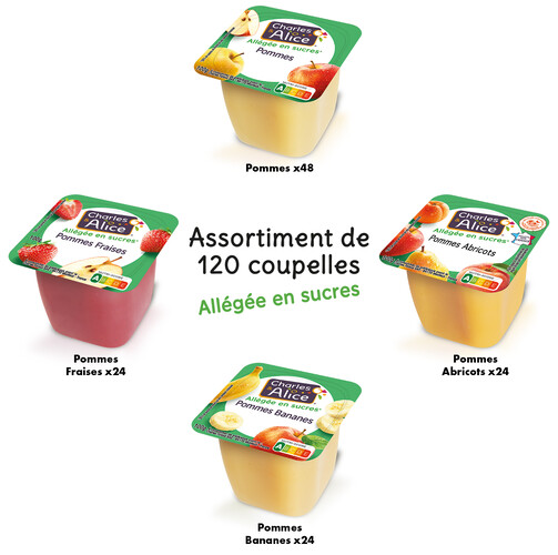 Assortiment 4 parfums de compotes allégée en sucre