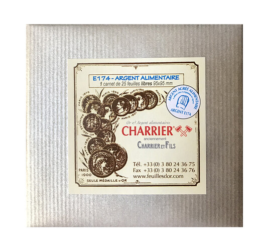 Feuille d'argent alimentaire E174