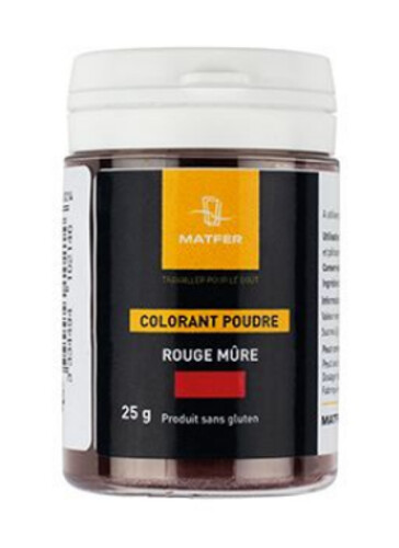 Colorant en poudre rouge mûre flacon de 25g