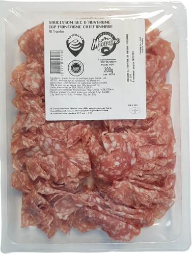 Chiffonnade de saucisson sec d'auvergne igp 