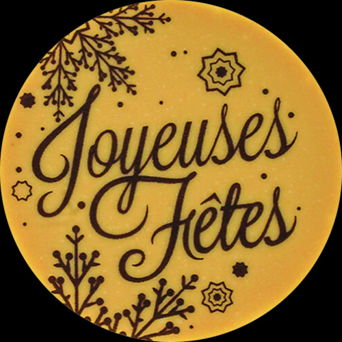 Décor chocolat blanc rond joyeuses fêtes flocons 41 x 41 x 2 mm