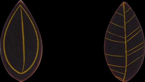 Décor chocolat noir mini feuilles 2 modèles 25 x 12 x 1.5 mm