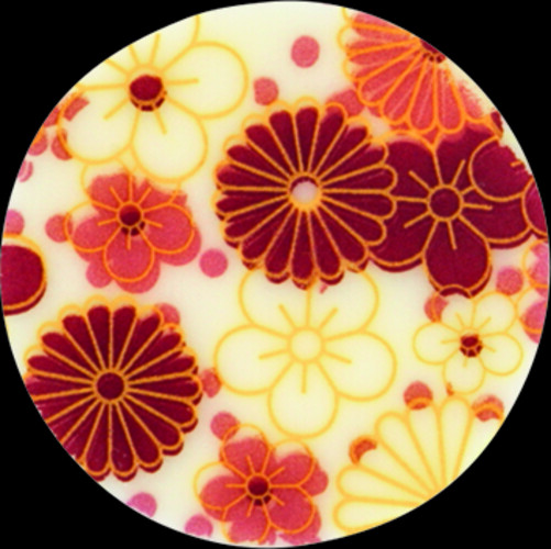 Décor chocolat blanc rond fleurs roses