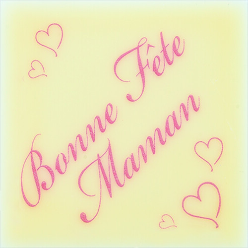 Décor chocolat blanc bonne fête maman coeurs 37.5 x 37.5 x 1.5 mm