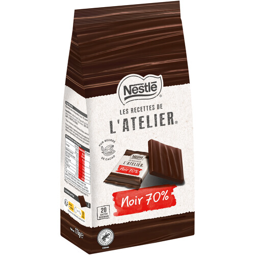 Carré chocolat noir 70 % dégustation 