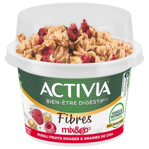 Yaourt muesli bifidus activia aux fruits rouges et graines de chia