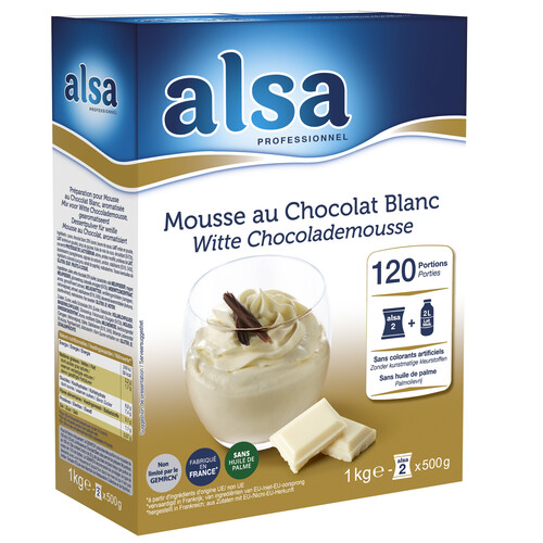 Mousse au chocolat blanc 2 sachets de 500 g 120 portions