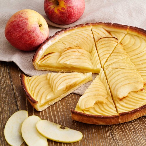 Tarte aux pommes prédécoupée 10 parts diamètre 24.5cm cuite 