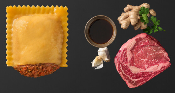 Gran raviolo boeuf simmental shoyu 