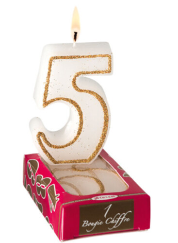 Bougie chiffre blanc numéro 6 