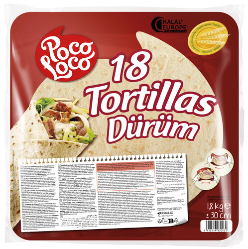 TORTILLA WRAP NATURE 30CM X18  paquet de 18 pièces
