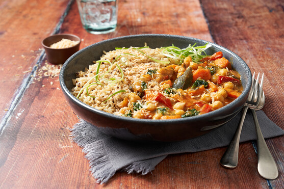 Curry patate douce pois chiche épinard 