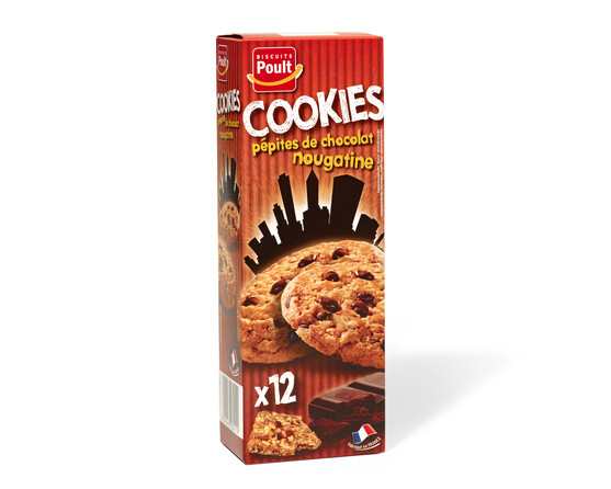 Cookies nougatine aux pépites de chocolat paquet de 12 x 16,66g