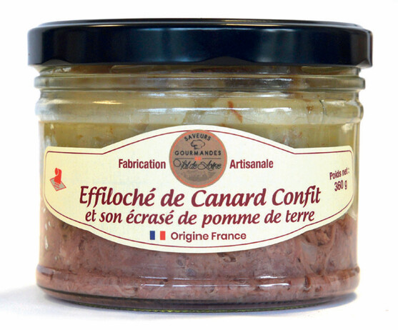 Effiloché de canard confit et son écrasé de pomme de terre