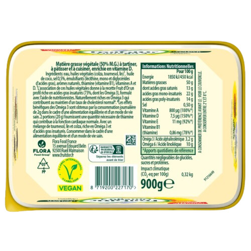 Margarine oméga 3 sans huile de palme doux
