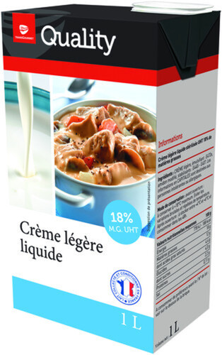 Crème liquide légère uht 18% m.g.
