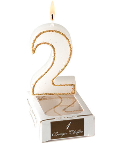 Bougie chiffre blanc numéro 4 