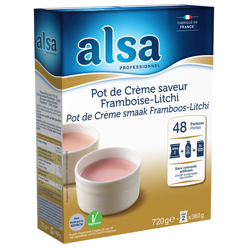 Pot de creme saveur framboise litchi pour 48 portions