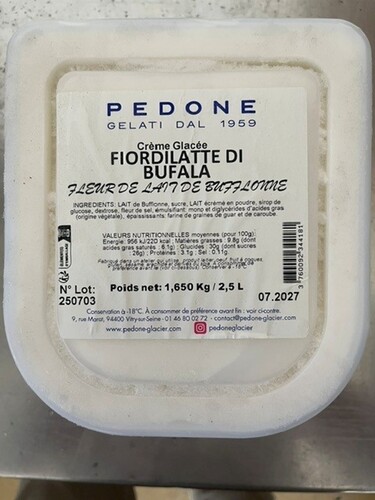 Crème glacée fleur de lait de bufflonne 