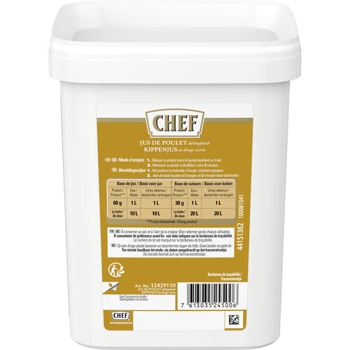Jus poulet deshydrate pour 20 litres