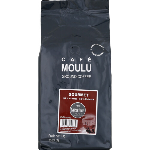 Café moulu gourme 50% arabica 50% robusta 