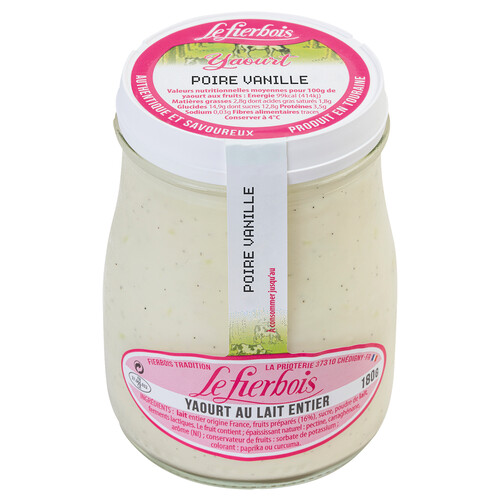 Yaourt au lait entier à la poire et vanille