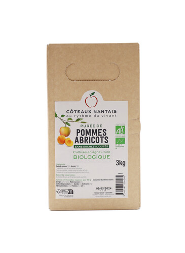 Purée pommes abricots bio bag in box de 3 kg