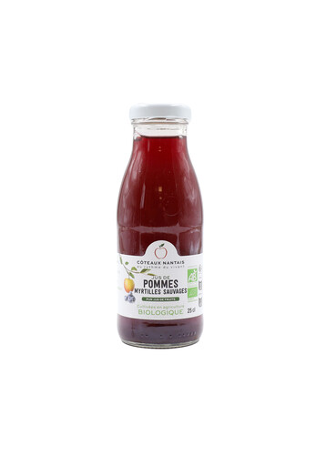 Jus de pommes myrtilles sauvages bio bouteille de 25 cl